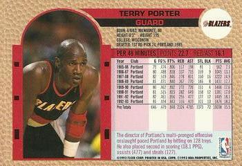 1992-93 Fleer NBA Shooting Stars Golden Magazine Perforated #NNO Terry Porter Back