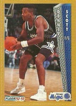 1992-93 Fleer NBA Shooting Stars Golden Magazine Perforated #NNO Dennis Scott Front
