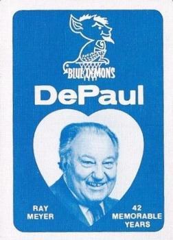 1986-87 DePaul Blue Demons Playing Cards #7♥ Ed Mikan / Whitey Kachan Back