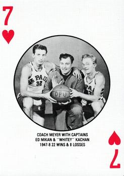 1986-87 DePaul Blue Demons Playing Cards #7♥ Ed Mikan / Whitey Kachan Front