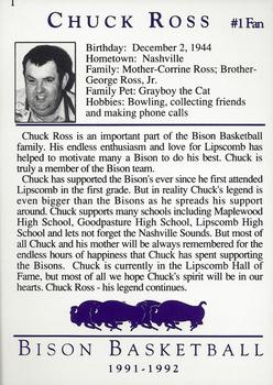 1991-92 David Lipscomb University Bison #1 Chuck Ross Back