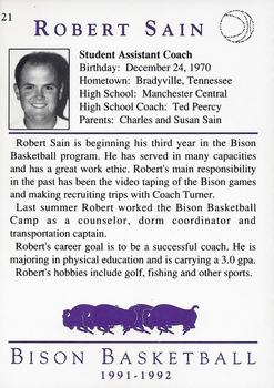 1991-92 David Lipscomb University Bison #21 Robert Sain Back