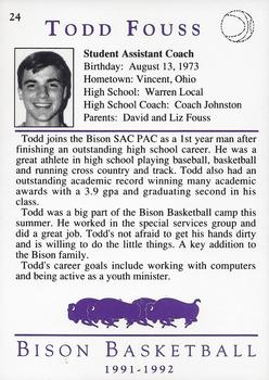 1991-92 David Lipscomb University Bison #24 Todd Fouss Back