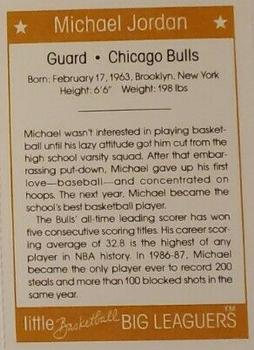 1991 Little Basketball Big Leaguers #19 Michael Jordan Back