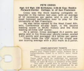 1970-71 Sunbeam Bread Seattle SuperSonics #NNO Pete Cross Back