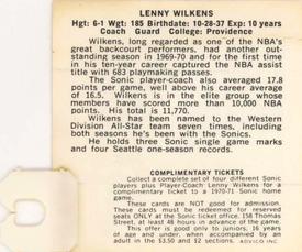 1970-71 Sunbeam Bread Seattle SuperSonics #NNO Len Wilkens Back