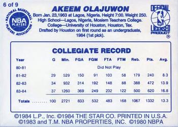 1997 1985-86 Star All-Rookies Blue Border (Unlicensed) #6 Hakeem Olajuwon Back