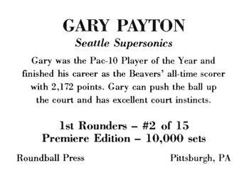 1989-90 Roundball Press 1st Rounders (Unlicensed) #2 Gary Payton Back