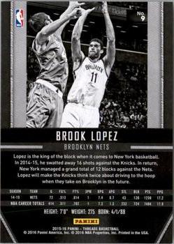 2015-16 Panini Threads #9 Brook Lopez Back