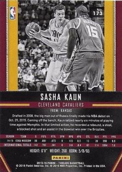 2015-16 Panini Threads #173 Sasha Kaun Back