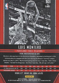2015-16 Panini Threads - Century Proof Red #160 Luis Montero Back