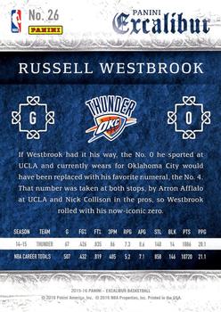2015-16 Panini Excalibur #26 Russell Westbrook Back
