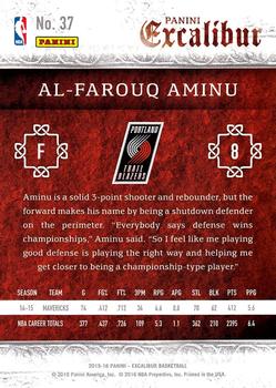 2015-16 Panini Excalibur #37 Al-Farouq Aminu Back