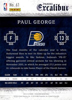 2015-16 Panini Excalibur #61 Paul George Back
