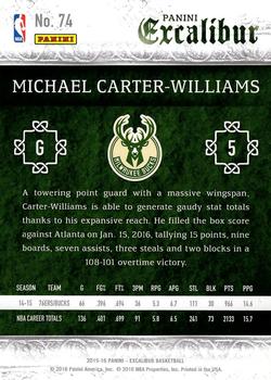 2015-16 Panini Excalibur #74 Michael Carter-Williams Back