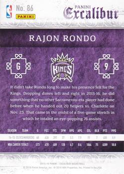 2015-16 Panini Excalibur #86 Rajon Rondo Back