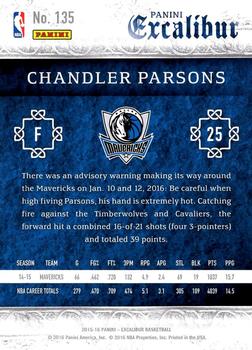 2015-16 Panini Excalibur #135 Chandler Parsons Back