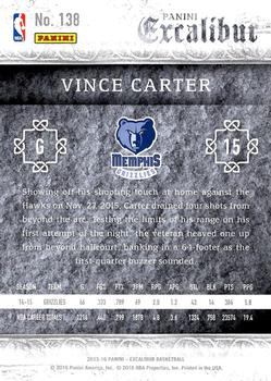 2015-16 Panini Excalibur #138 Vince Carter Back