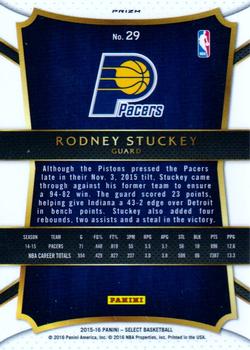 2015-16 Panini Select - Tri-Color Prizms #29 Rodney Stuckey Back