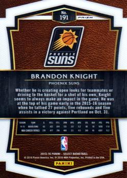 2015-16 Panini Select - Tri-Color Prizms #191 Brandon Knight Back