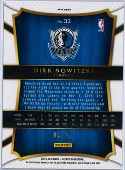 2015-16 Panini Select - Tie-Dye Prizms #33 Dirk Nowitzki Back