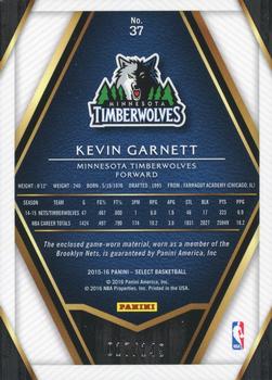 2015-16 Panini Select - Select Swatches #37 Kevin Garnett Back