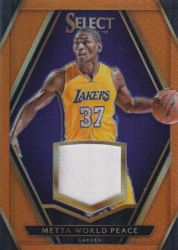 2015-16 Panini Select - Select Swatches Orange Prizms #27 Metta World Peace Front