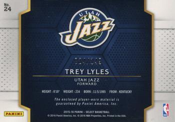 2015-16 Panini Select - Select Swatches Rookie #24 Trey Lyles Back