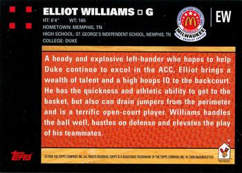 2008 Topps McDonald's All-American Game - Portraits (Photo Shoot) #EW Elliot Williams Back