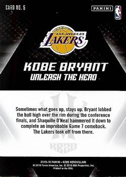 2015-16 Panini Kobe Bryant HeroVillain #5 Kobe Bryant Back