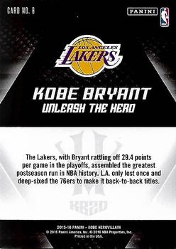 2015-16 Panini Kobe Bryant HeroVillain #6 Kobe Bryant Back