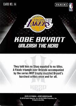 2015-16 Panini Kobe Bryant HeroVillain #14 Kobe Bryant Back