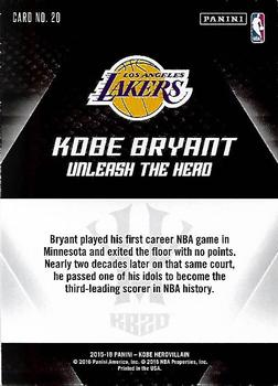 2015-16 Panini Kobe Bryant HeroVillain #20 Kobe Bryant Back
