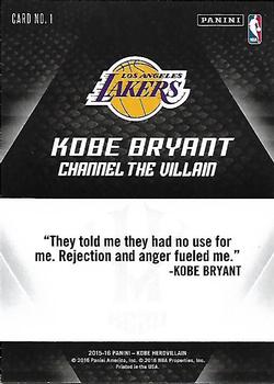 2015-16 Panini Kobe Bryant HeroVillain #22 Kobe Bryant Back