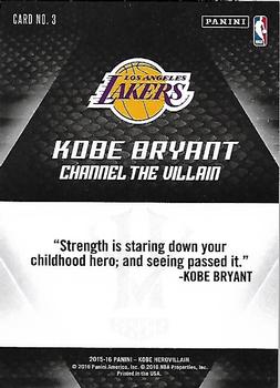 2015-16 Panini Kobe Bryant HeroVillain #24 Kobe Bryant Back