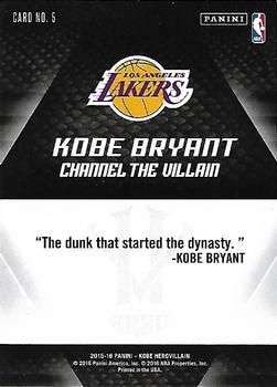 2015-16 Panini Kobe Bryant HeroVillain #26 Kobe Bryant Back
