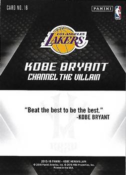 2015-16 Panini Kobe Bryant HeroVillain #37 Kobe Bryant Back