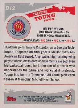 2006 Topps McDonald's All-American Game #B12 Thaddeus Young Back