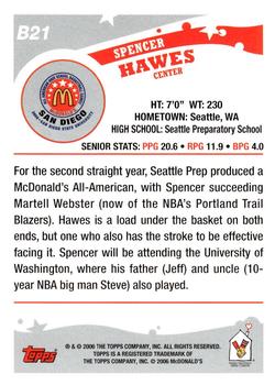 2006 Topps McDonald's All-American Game #B21 Spencer Hawes Back