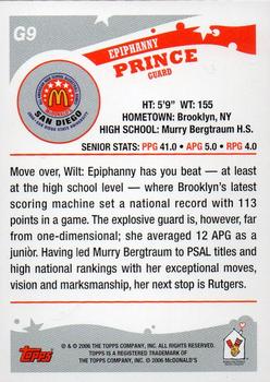 2006 Topps McDonald's All-American Game #G9 Epiphanny Prince Back