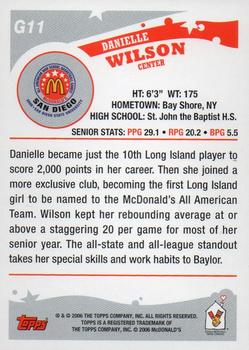 2006 Topps McDonald's All-American Game #G11 Danielle Wilson Back