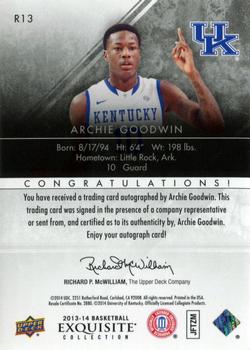 2013-14 Upper Deck Exquisite - Rookie Autographs Unnumbered #R13 Archie Goodwin Back