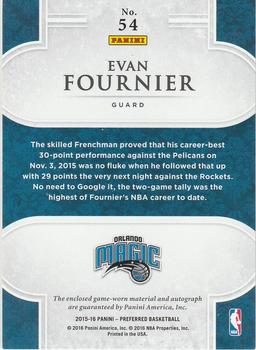 2015-16 Panini Preferred #54 Evan Fournier Back