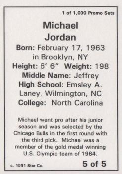 1997 1991 Star Michael Jordan (Unlicensed) - White Border, Black Text #5 Michael Jordan Back