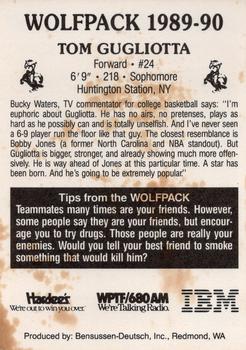 1989-90 NC State Wolfpack #NNO Tom Gugliotta Back
