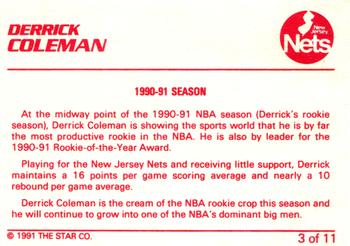 1990-91 Star Derrick Coleman Red - Glossy #3 Derrick Coleman Back