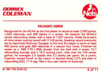 1990-91 Star Derrick Coleman Red - Glossy #4 Derrick Coleman Back