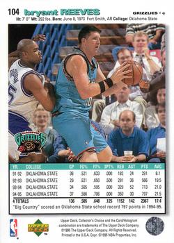 1995-96 Collector's Choice English II #104 Bryant Reeves Back
