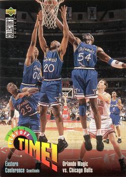 1995-96 Collector's Choice English II #148 Orlando Magic vs. Chicago Bulls Front