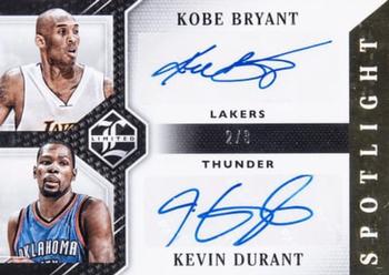 2015-16 Panini Limited - Limited Duos Signatures Gold Spotlight #LD-SPK Kevin Durant / Kobe Bryant Front